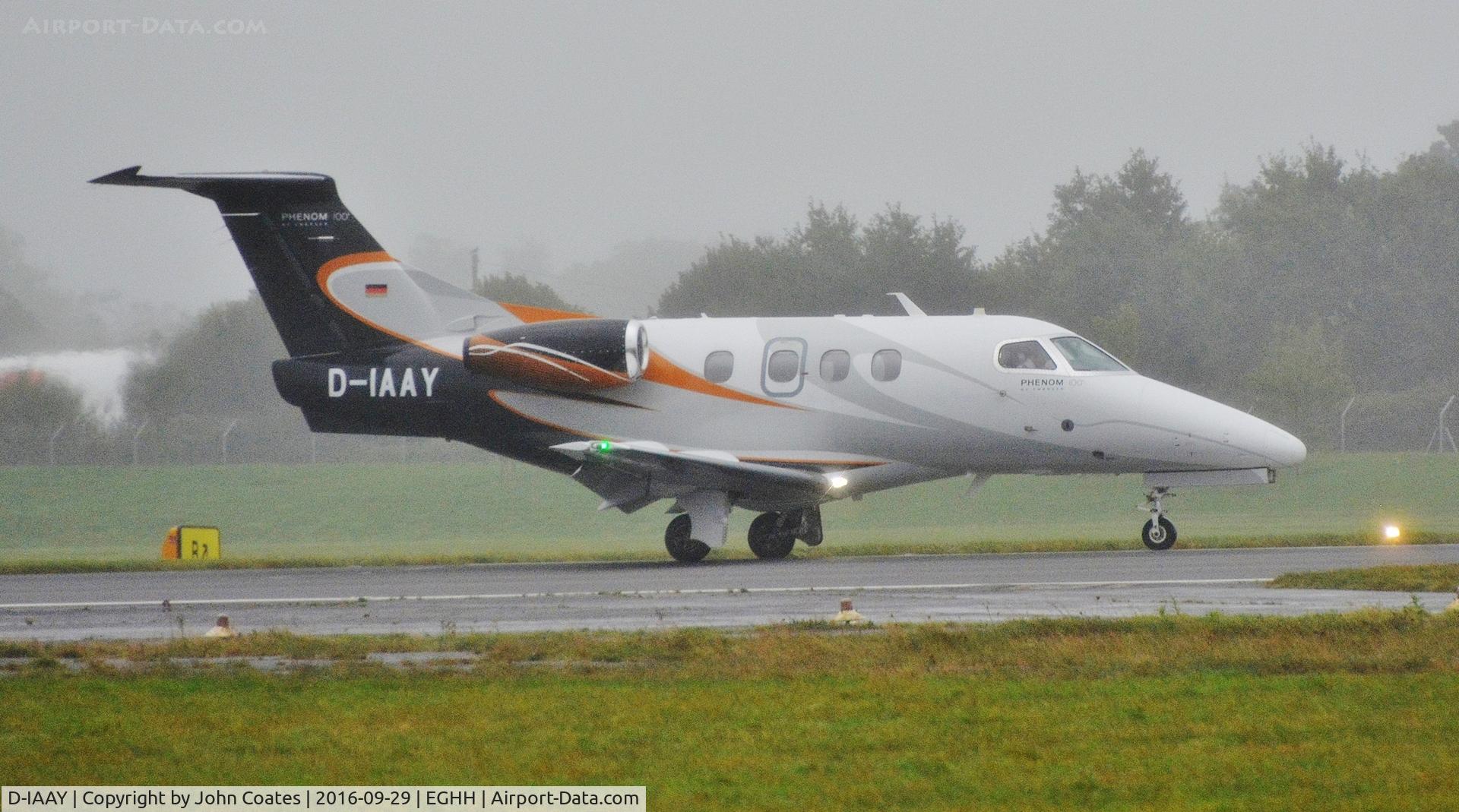 D-IAAY, 2011 Embraer EMB-500 Phenom 100 C/N 50000243, Early morning arrival through the mist and drizzle