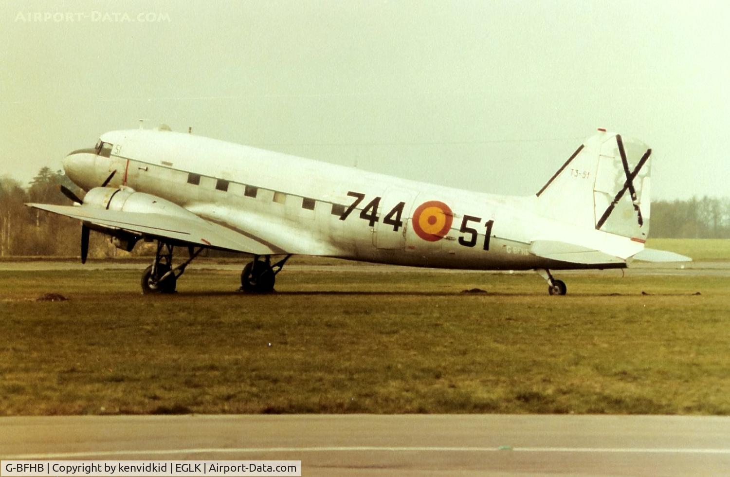 G-BFHB, 1944 Douglas C-47A Skytrain (DC-3) C/N 25505, Ex Spanish Air Force.
At Blackbushe.
