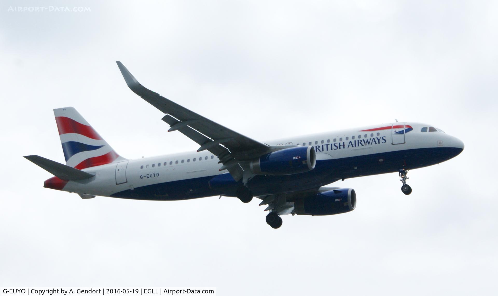 G-EUYO, 2013 Airbus A320-232 C/N 5634, British Airways, seen here landing at London Heathrow(EGLL)