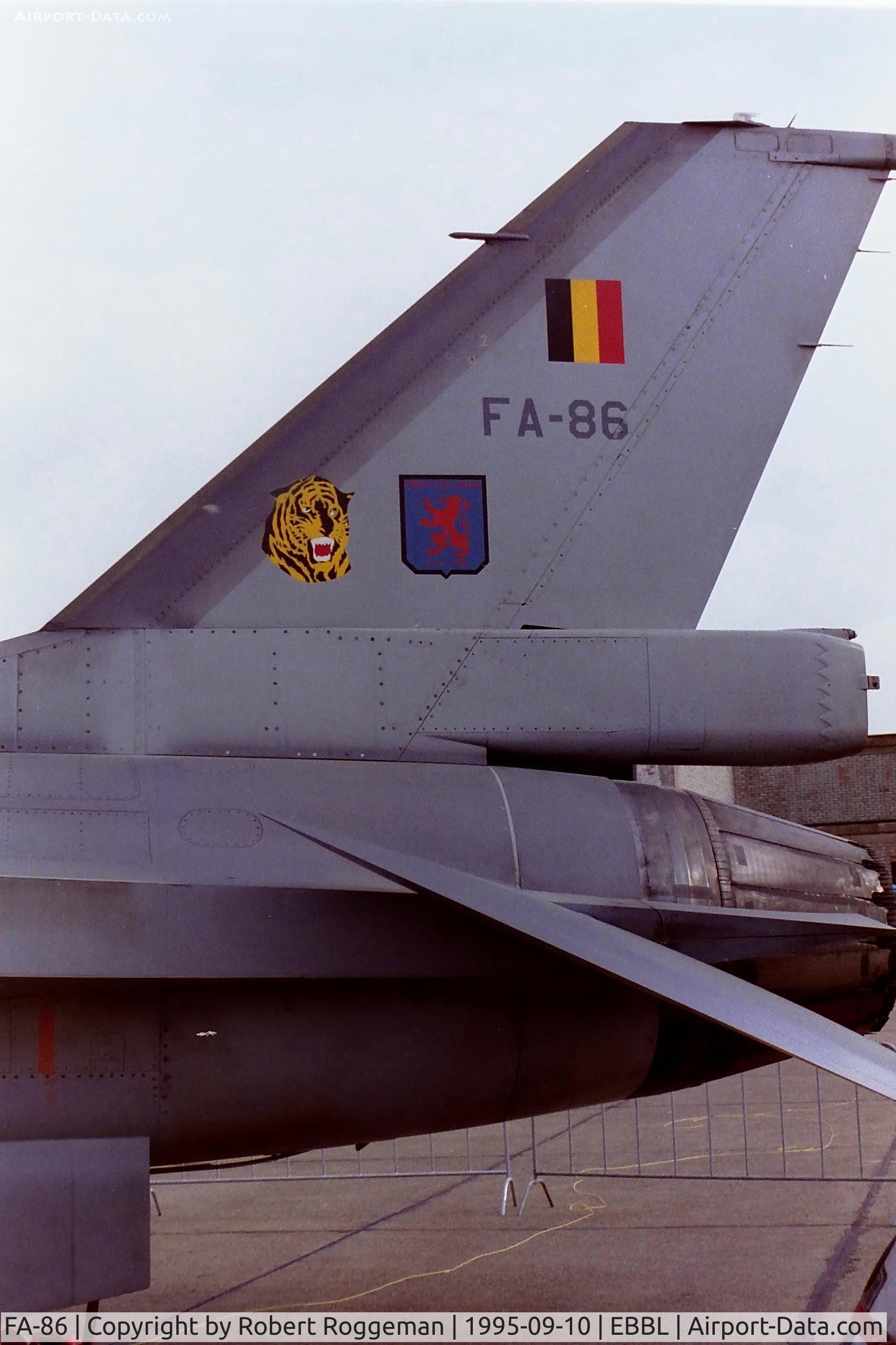 FA-86, SABCA F-16AM Fighting Falcon C/N 6H-86, F-16A.31 SQN.
