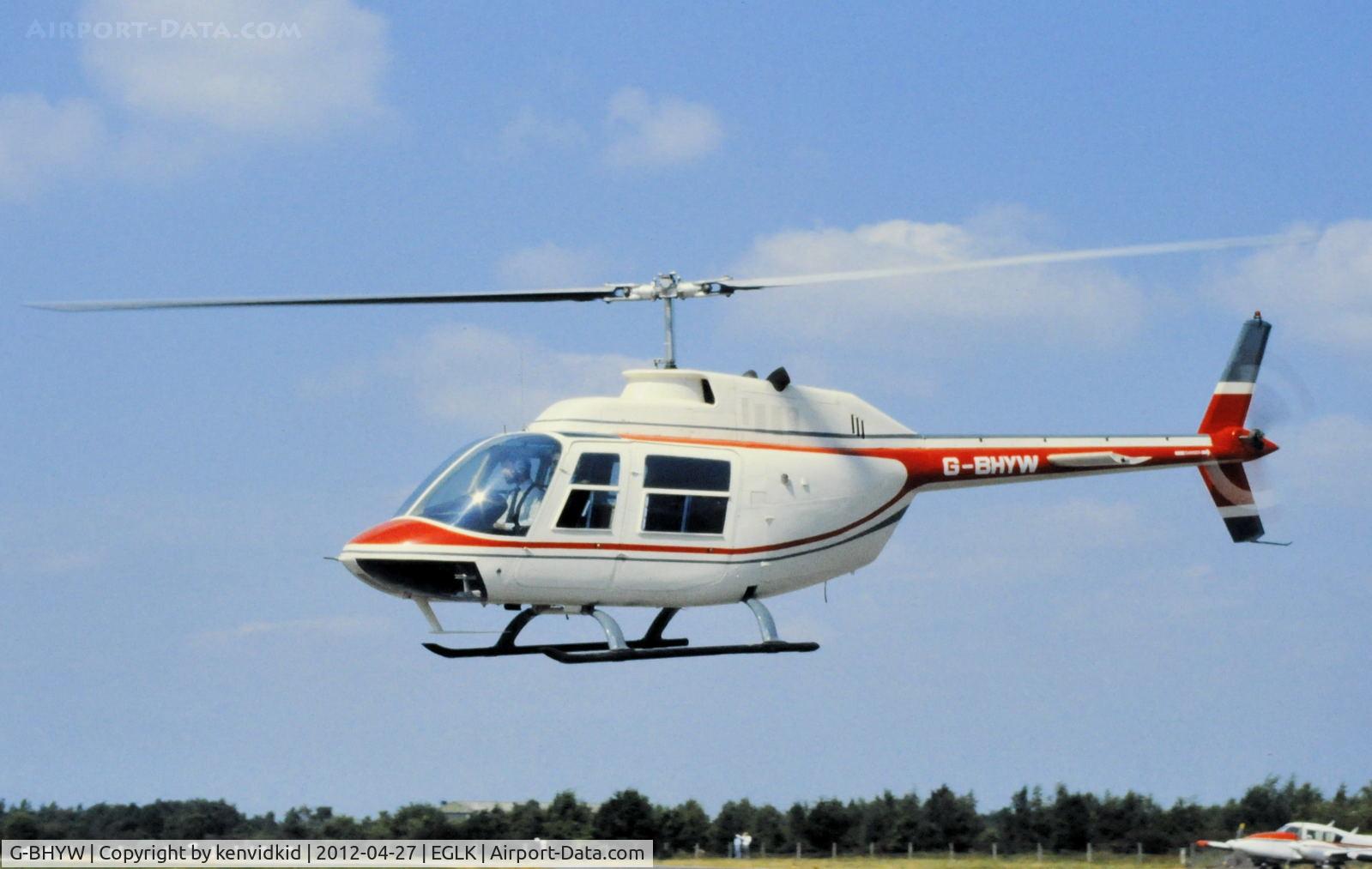 G-BHYW, 1968 Agusta AB-206B JetRanger II C/N 8043, At Blackbushe.