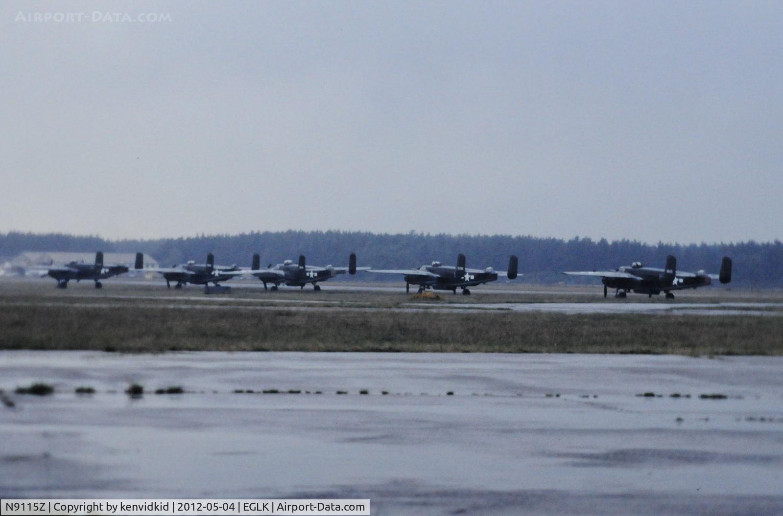 N9115Z, North American TB-25N Mitchell C/N 108-32461, At Blackbushe, 5 B-25's flown in after filming 