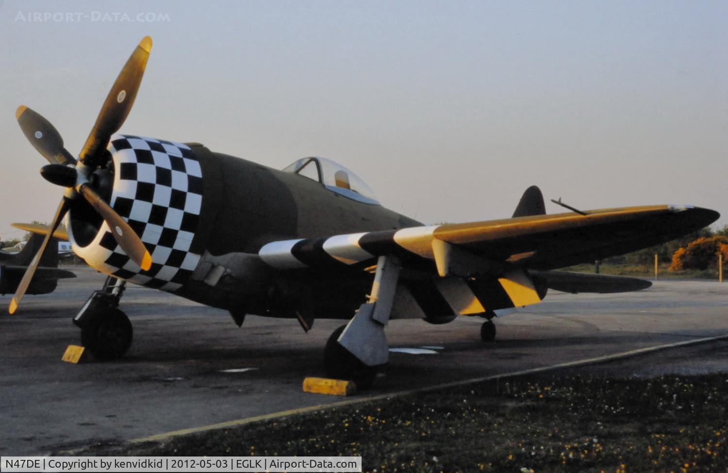 N47DE, 1945 Republic P-47D Thunderbolt C/N 399-55744, At Blackbushe, painted for filming 