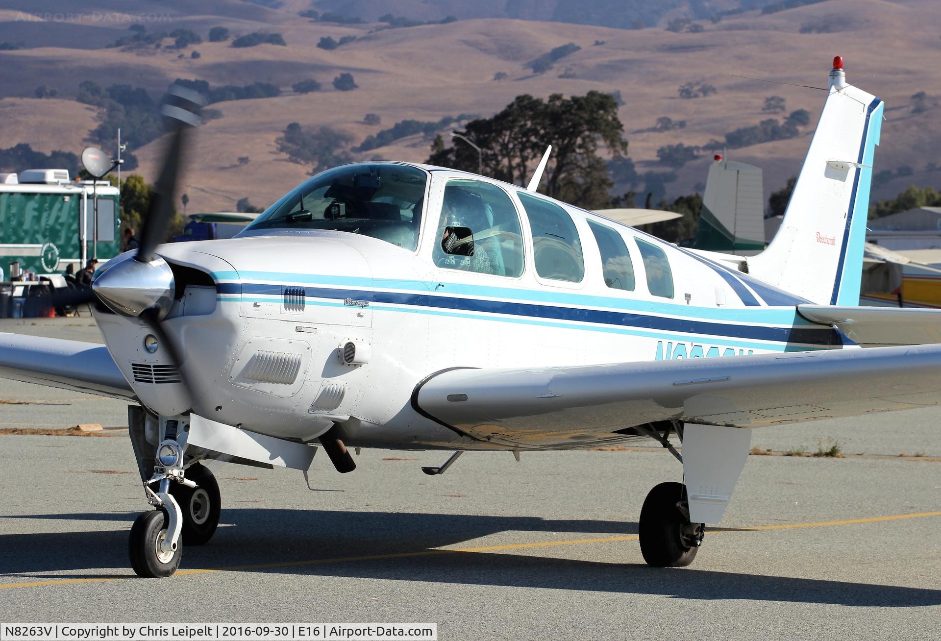 N8263V, 1990 Beech B36TC Bonanza C/N EA-504, KiloMonkey LLC (Davis, CA) 1990 Beechcraft B36TC Bonanza taxing in at South County Airport, San Martin, CA.