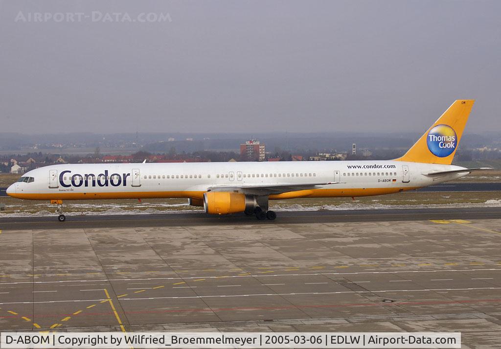 D-ABOM, 2000 Boeing 757-330 C/N 29022, Taxiing in after landing on Runway 06.