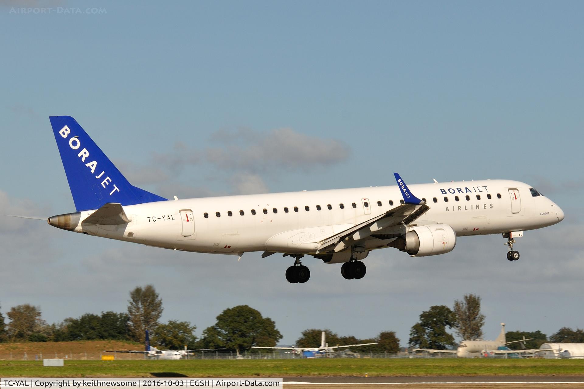 TC-YAL, 2008 Embraer 190LR (ERJ-190-100LR) C/N 19000227, Arriving for engineering.