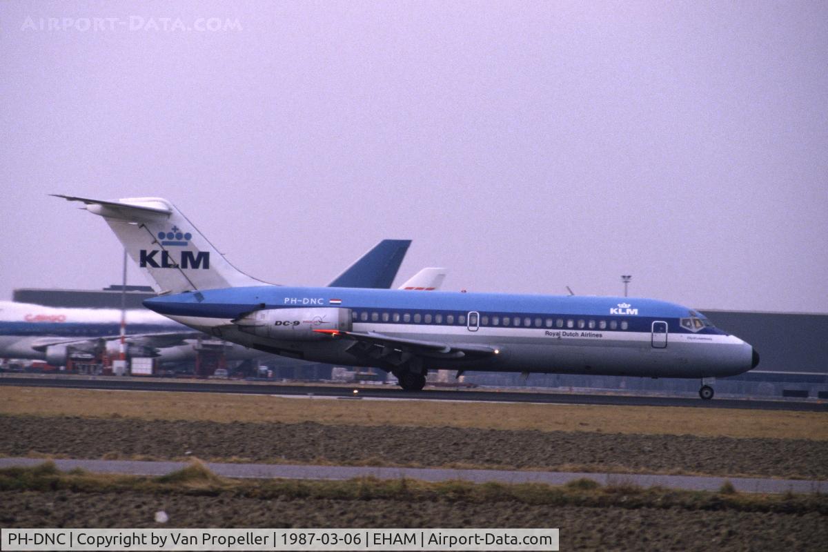 PH-DNC, 1966 Douglas DC-9-15 C/N 45720, KLM Douglas DC-9-15 taxiing at Schiphol airport, the Netherlands