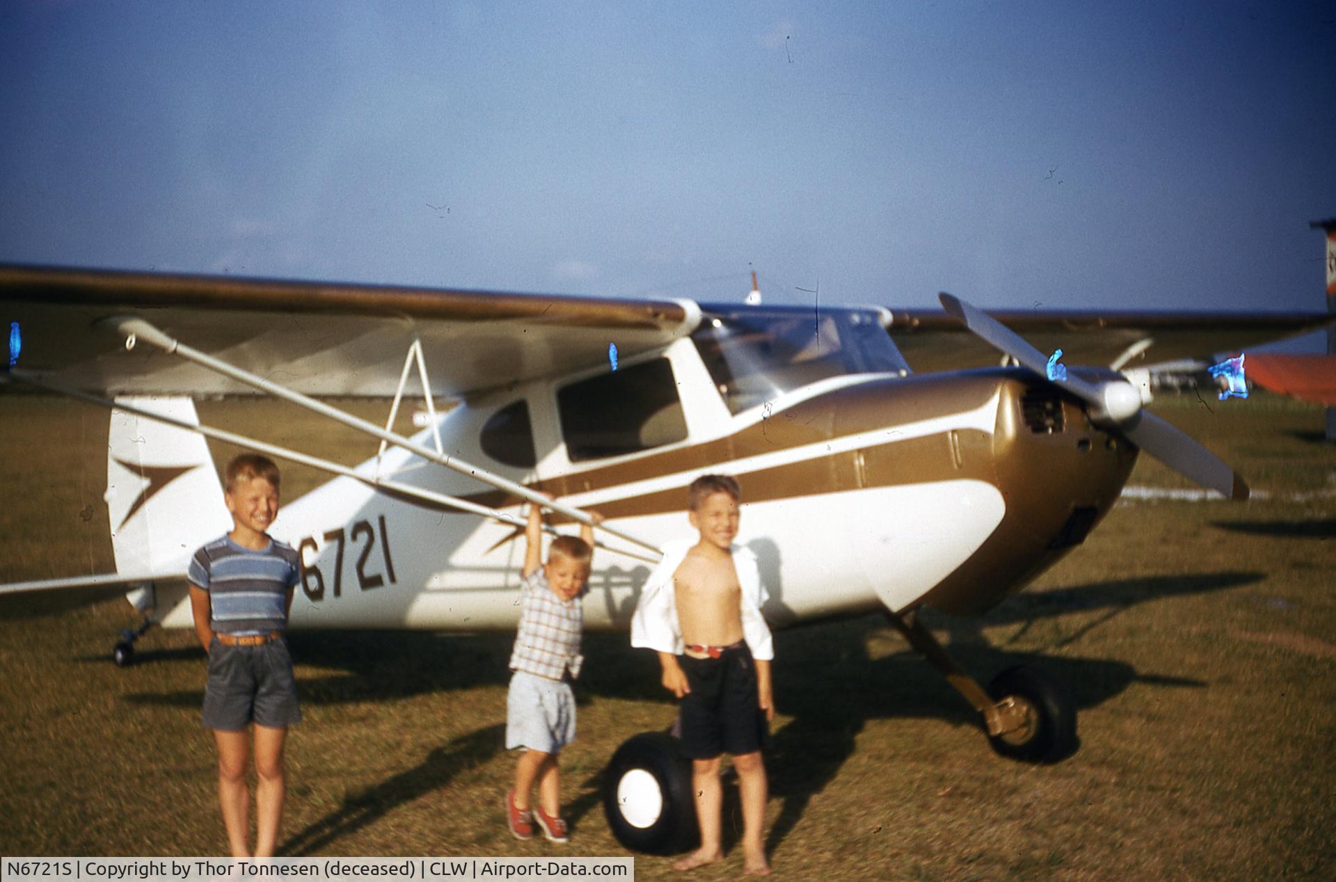 N6721S, 1967 Cessna 150H C/N 15067521, My dad's airplane at the Clearwater Florida Airpark in 1961.  I remember   it being loud, and my ears popping. This is my brothers with me on the right. I was born in 1953. My mom thought having a plane was a waste of money, so my dad sold it.