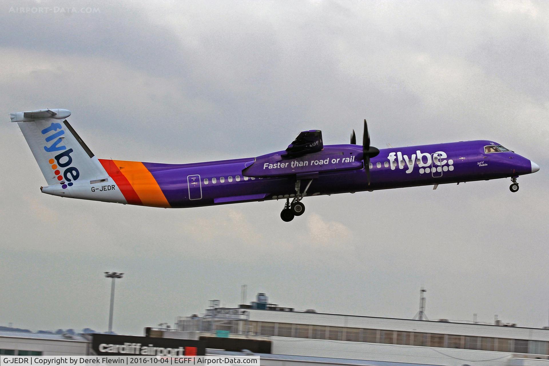 G-JEDR, 2003 De Havilland Canada DHC-8-402Q Dash 8 C/N 4087, Dash 8, Flybe, callsign Jersey 3BP, previously C-FDHI, seen departing runway 12 en-route to London City.