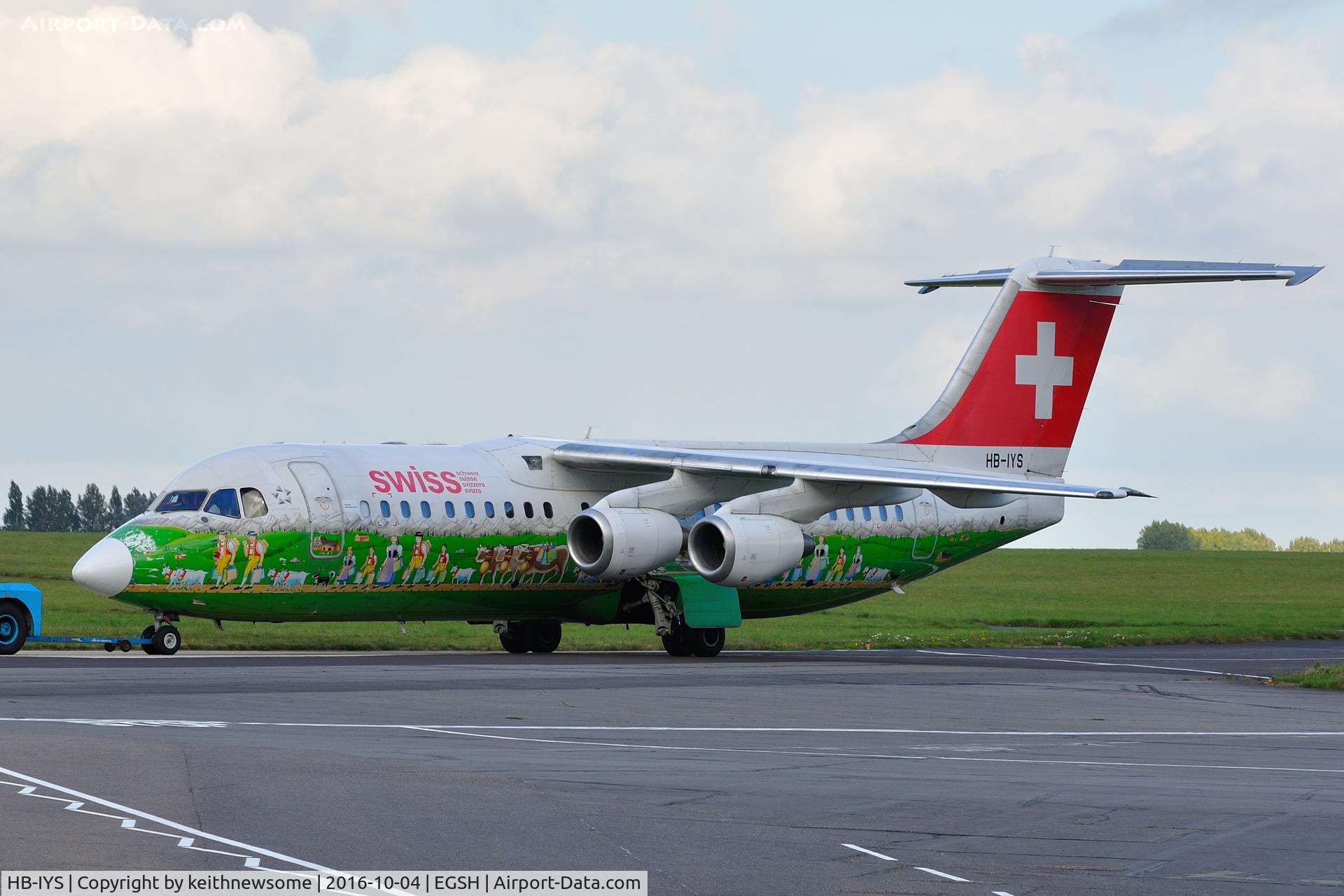 HB-IYS, 2001 British Aerospace Avro 146-RJ100 C/N E3381, Towed for engine test.