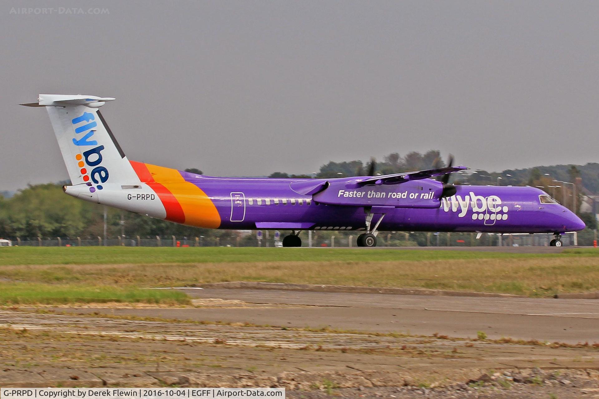 G-PRPD, 2010 Bombardier DHC-8-402 Dash 8 C/N 4332, Dash 8, Flybe, call sign Jersey 284, previously C-GFKK, N332NG, seen departing runway 12 en-route to Belfast City.