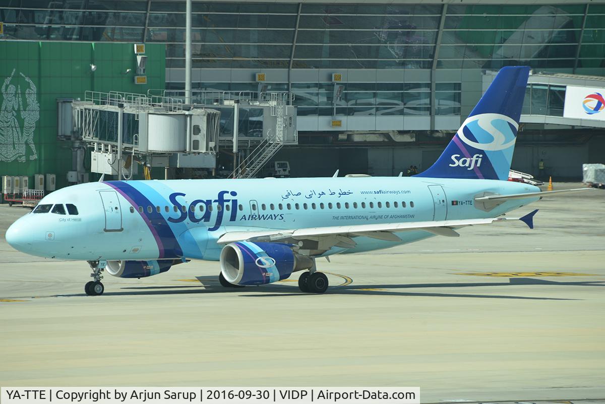 YA-TTE, 1999 Airbus A319-112 C/N 1018, 'City of Herat' taxiing out for departure from IGIA T-3.