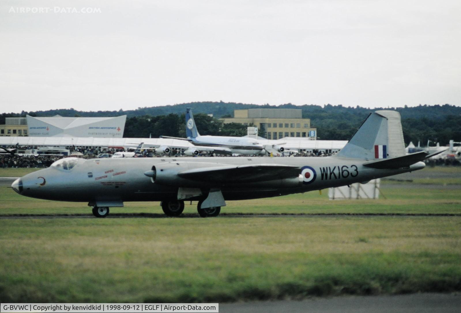 G-BVWC, 1955 English Electric Canberra B.2 C/N EEP71399, Taxying for take off at the 1998 Farnborough International Air Show.