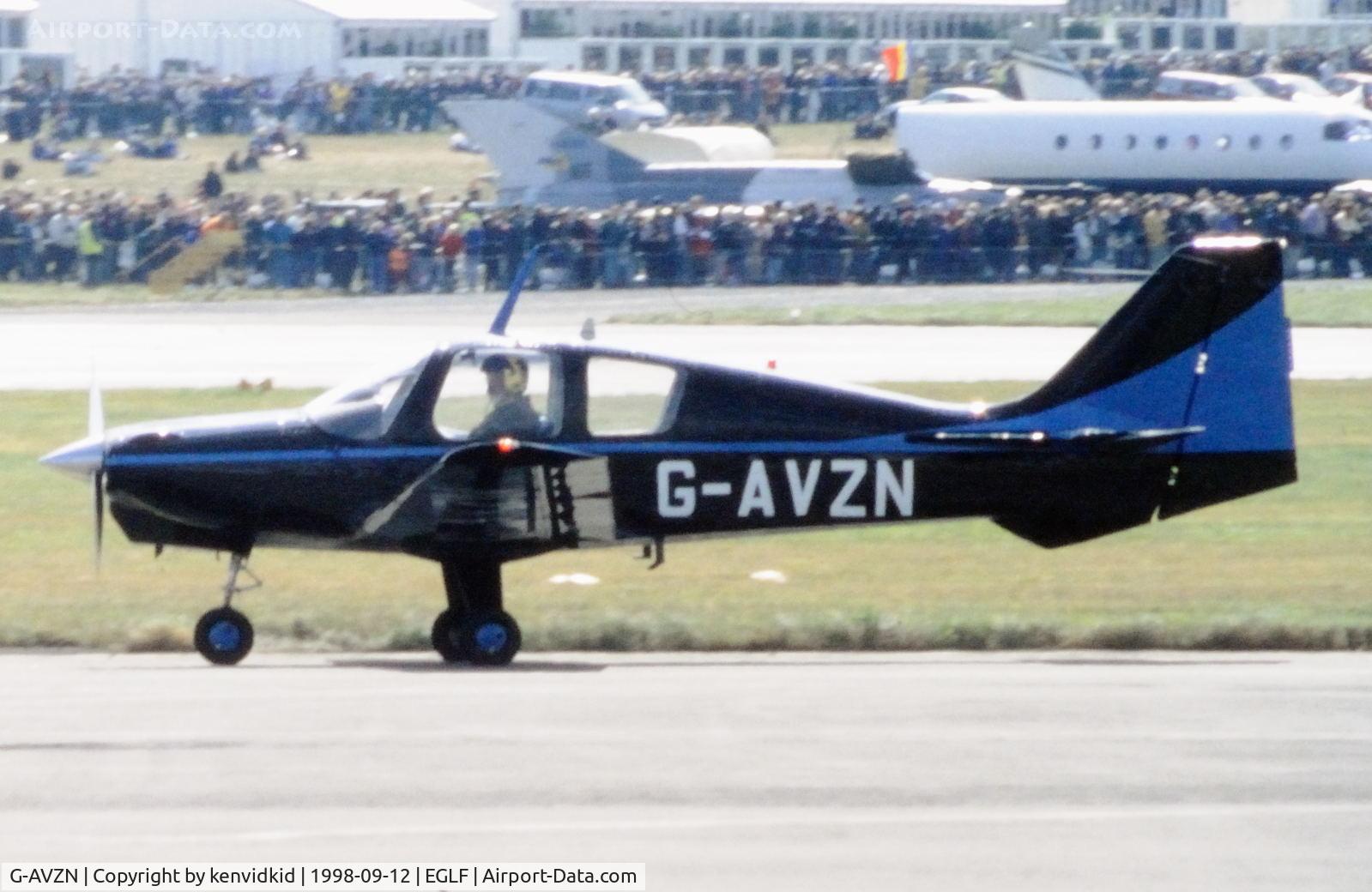 G-AVZN, 1968 Beagle B-121 Pup Series 1 (Pup 100) C/N B121-006, Taxying for take off at the 1998 Farnborough International Air Show.