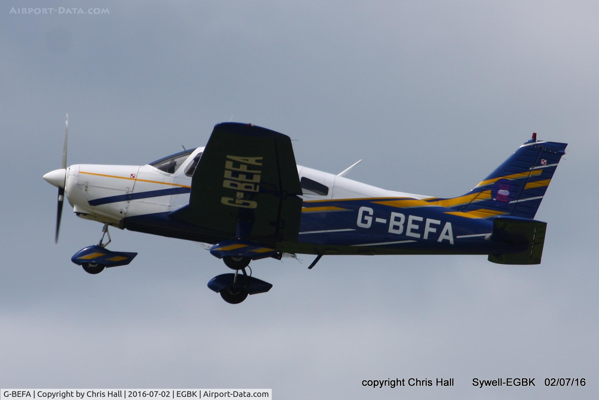 G-BEFA, 1976 Piper PA-28-151 Cherokee Warrior C/N 28-7615416, at Aeroexpo 2016