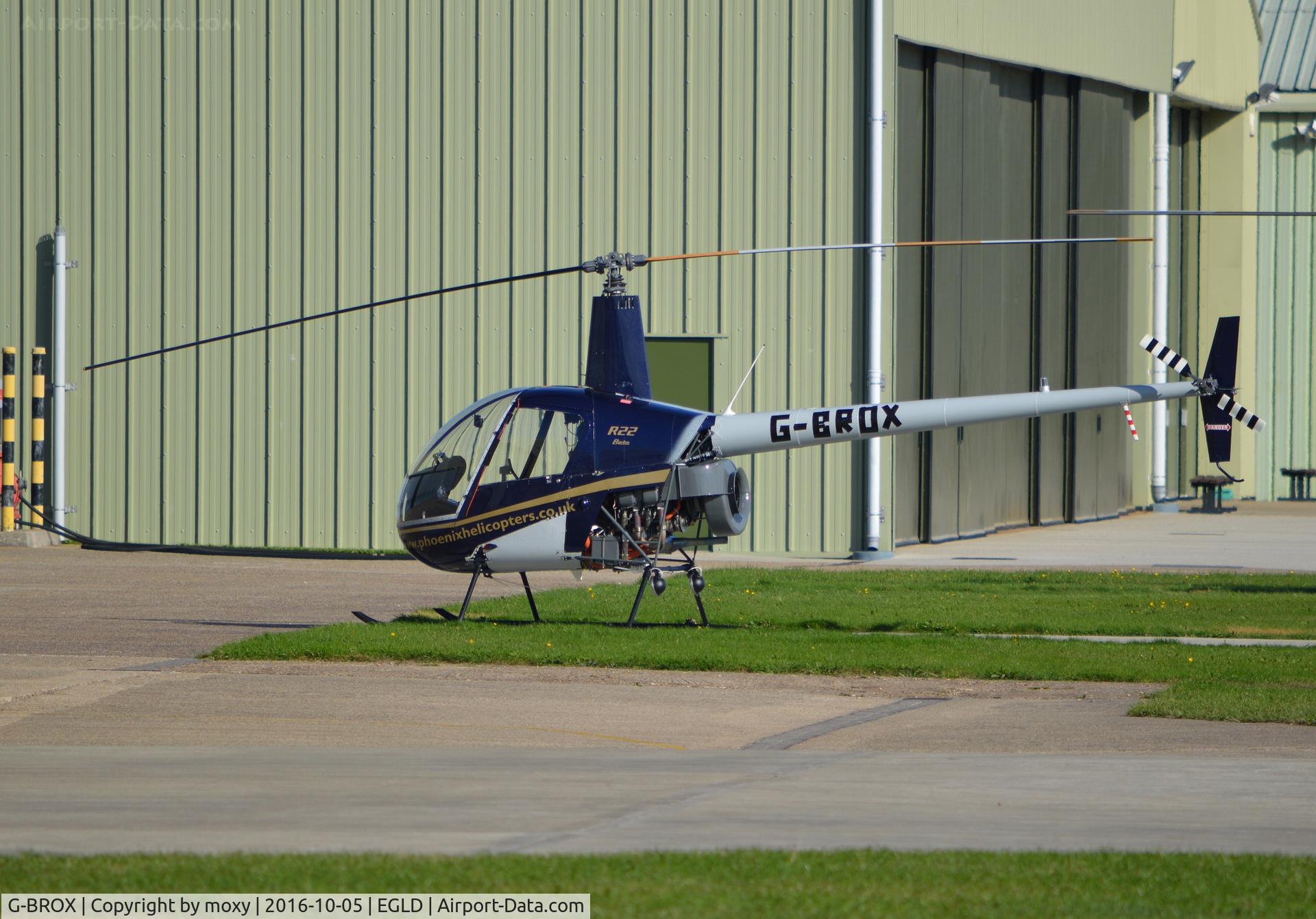 G-BROX, 1989 Robinson R22 Beta C/N 1127, Robinson R22 Beta at Denham with a new tail boom. Ex N8061V