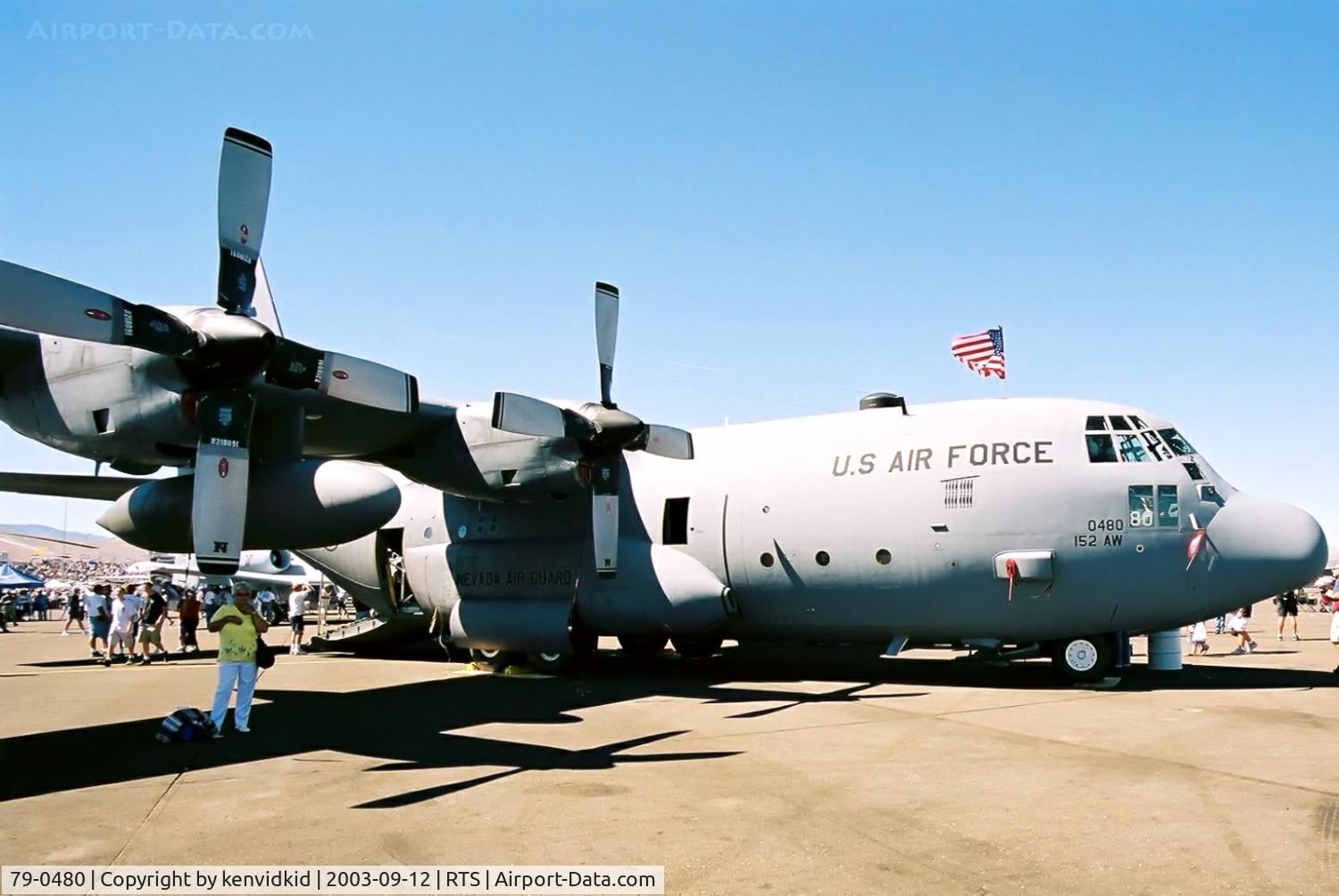 79-0480, 1990 Lockheed C-130H Hercules C/N 382-4860, At the 2003 Reno Air Races.
Nevada Air National Guard.