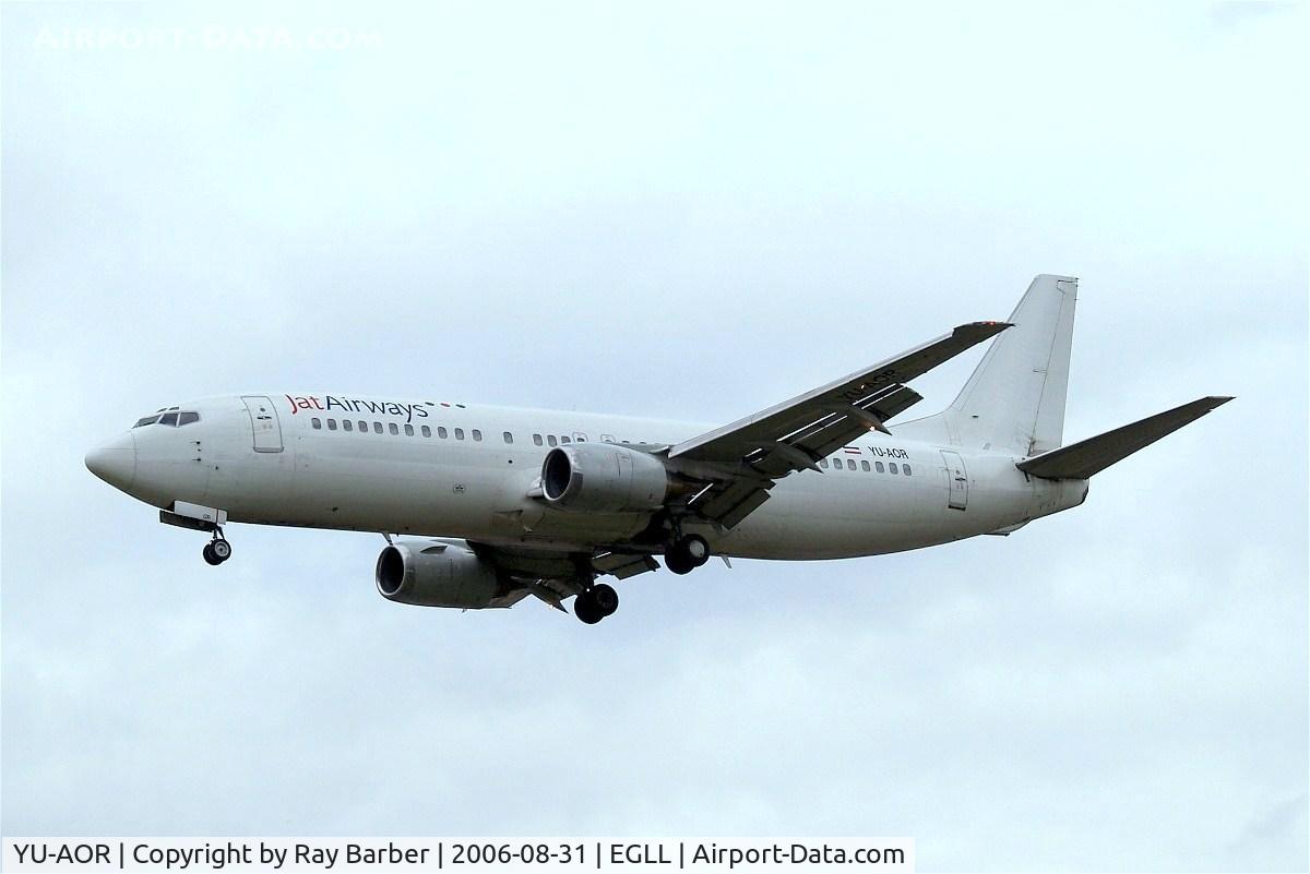 YU-AOR, 1989 Boeing 737-4B7 C/N 24550, Boeing 737-4B7 [24550] (JAT Airways) Heathrow~G 31/08/2006. On finals 27L.
