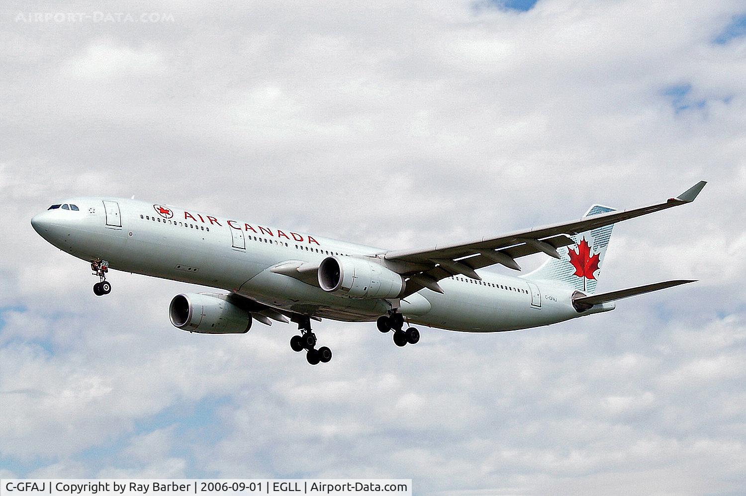 C-GFAJ, 1999 Airbus A330-343X C/N 0284, Airbus A330-343X [284] (Air Canada) Heathrow~G 01/09/2006. On finals 27L.