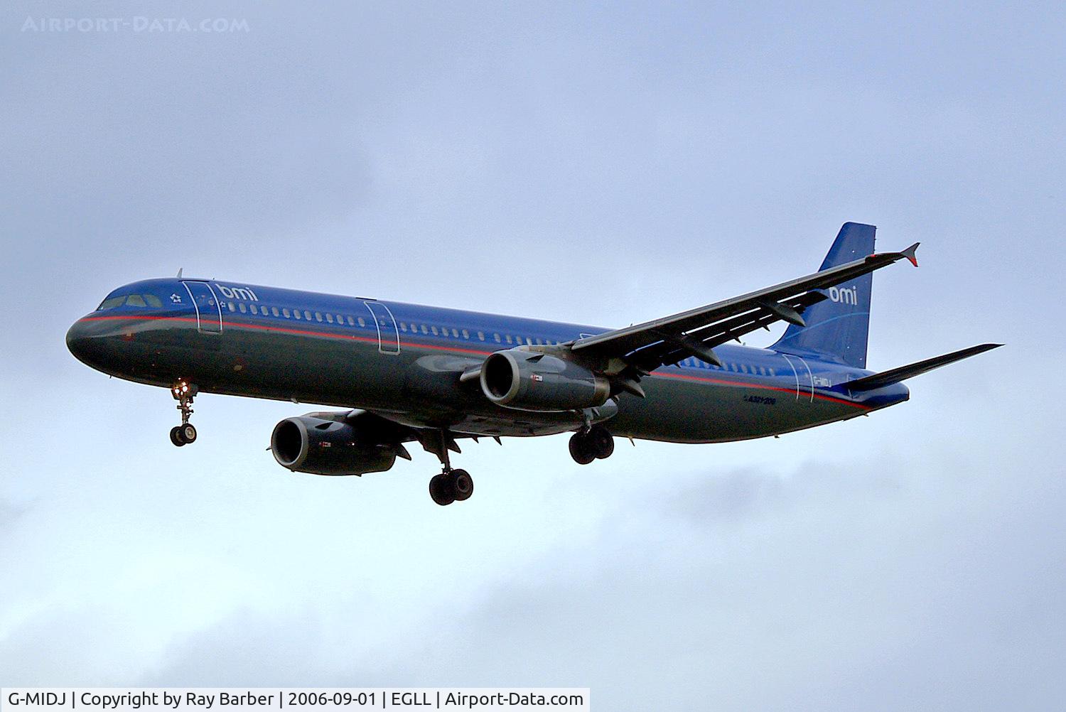 G-MIDJ, 1999 Airbus A321-231 C/N 1045, Airbus A321-231 [1045] (bmi British Midland) Heathrow~G 01/09/2006. On finals 27L.