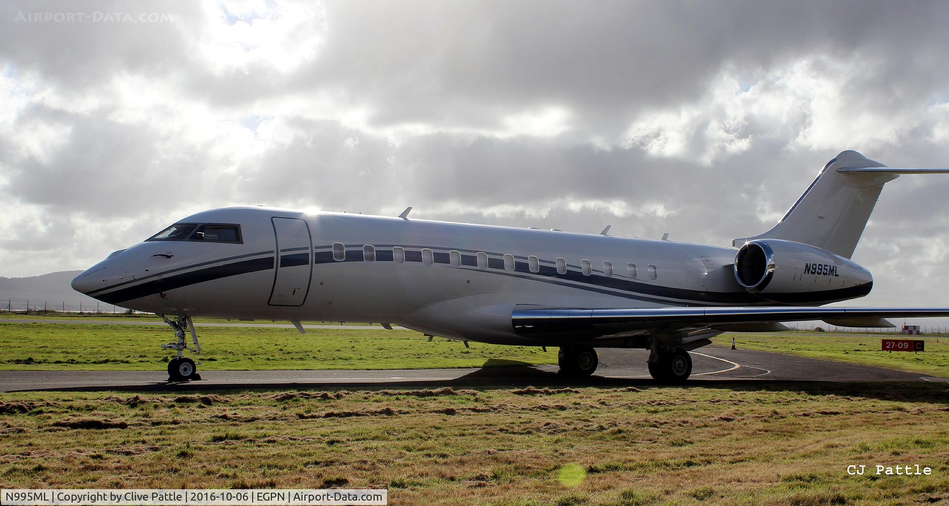 N995ML, 2008 Bombardier BD-700-1A10 Global Express C/N 9322, At Dundee Riverside Airport EGPN for the Annual Golf Dunhill Links Championships, held at nearby St Andrews.