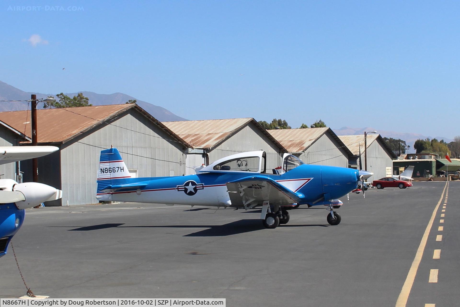 N8667H, 1947 North American Navion C/N NAV-4-667, 1947 North American NAVION, Continental IO-520 285 Hp upgrade, Young Eagles flight volunteer aircraft/pilot, awaiting on the ramp