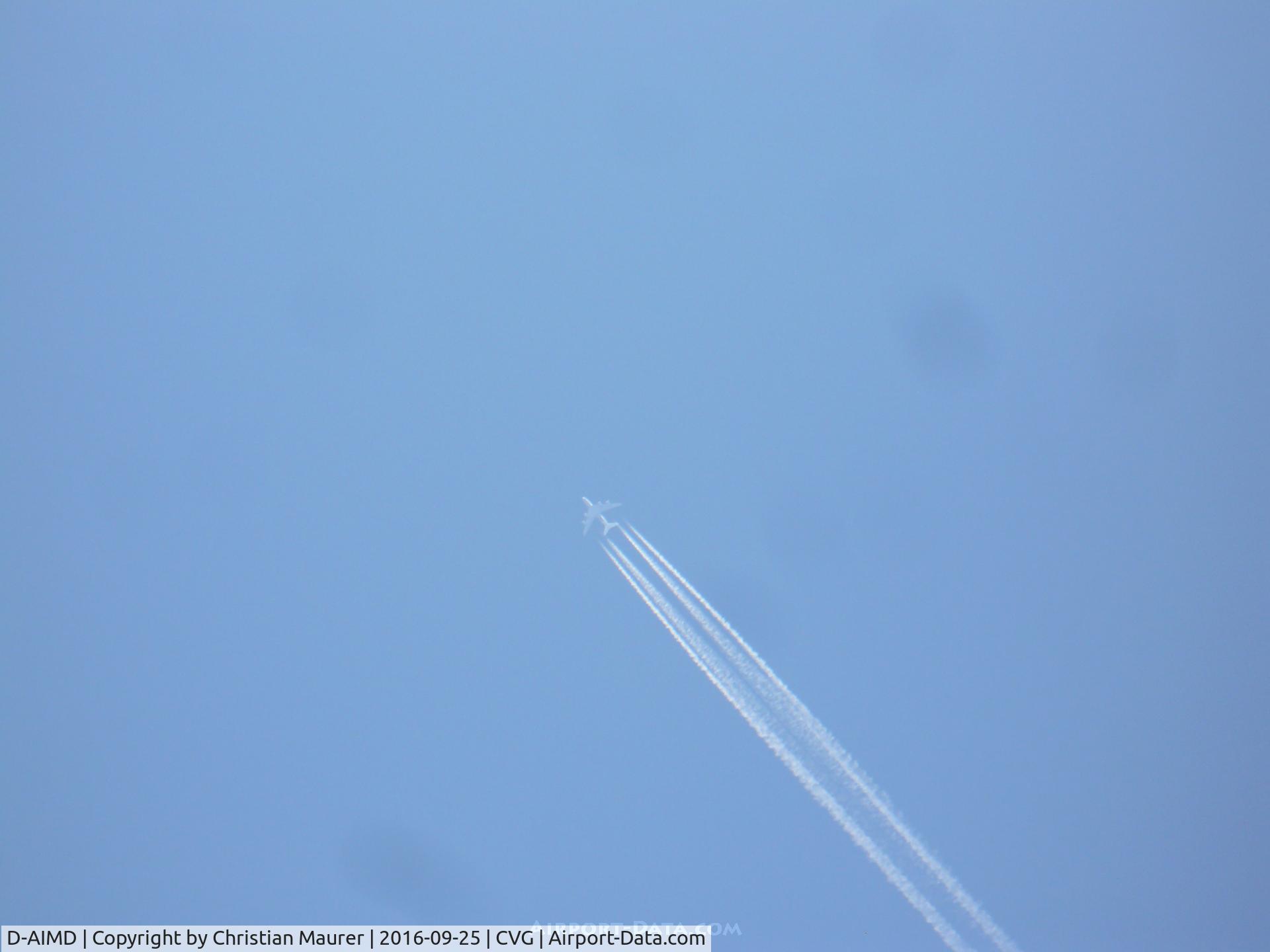 D-AIMD, 2010 Airbus A380-841 C/N 048, Lufthansa A380 flying over CVG