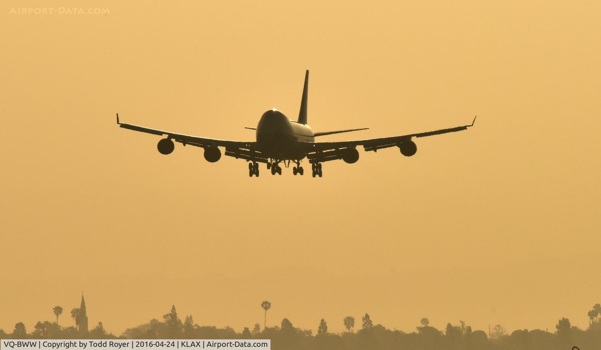 VQ-BWW, 2008 Boeing 747-428F/ER/SCD C/N 35233, Arriving at LAX