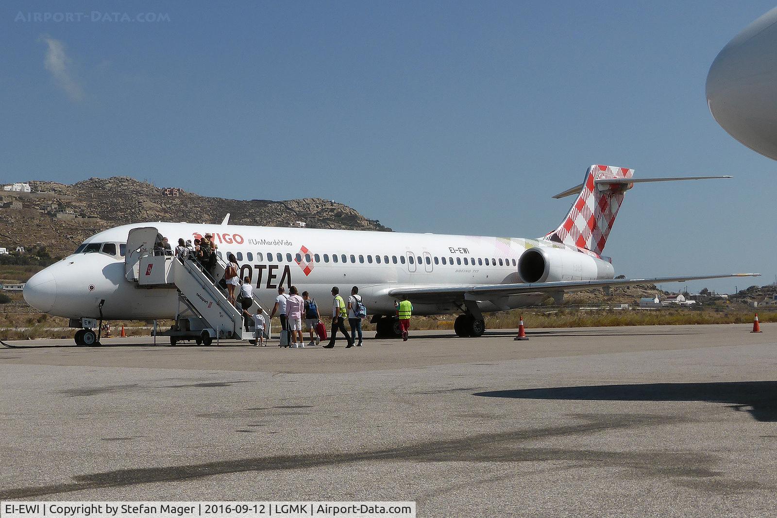 EI-EWI, 2003 Boeing 717-2BL C/N 55170, Volotea B717-200 @ Mykonos (departing to Venice)
