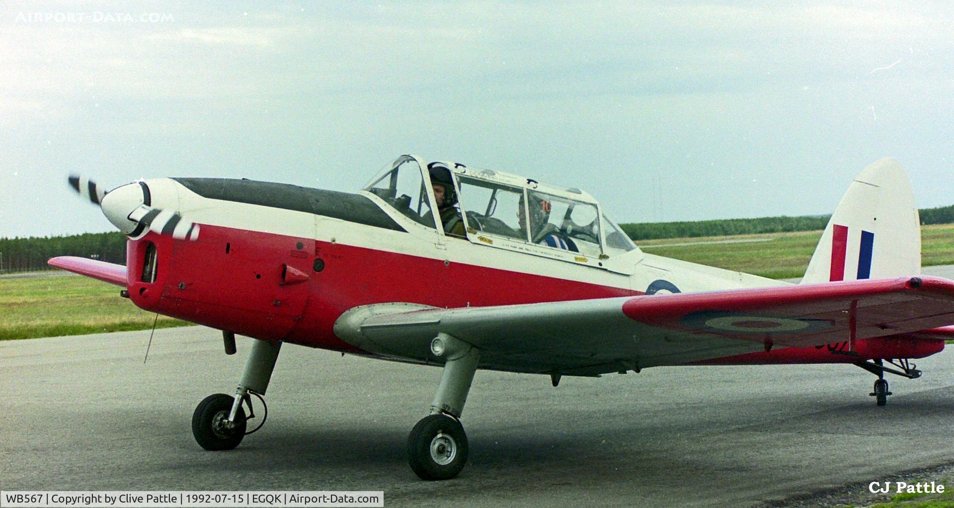 WB567, 1950 De Havilland DHC-1 Chipmunk T.10 C/N C1/0019, Scanned from a print, Chipmunk T.10 WB567 of 12 AEF taxies back to the apron with a Cadet passenger on Air Experience flying detachment to RAF Kinloss for Summer Camp