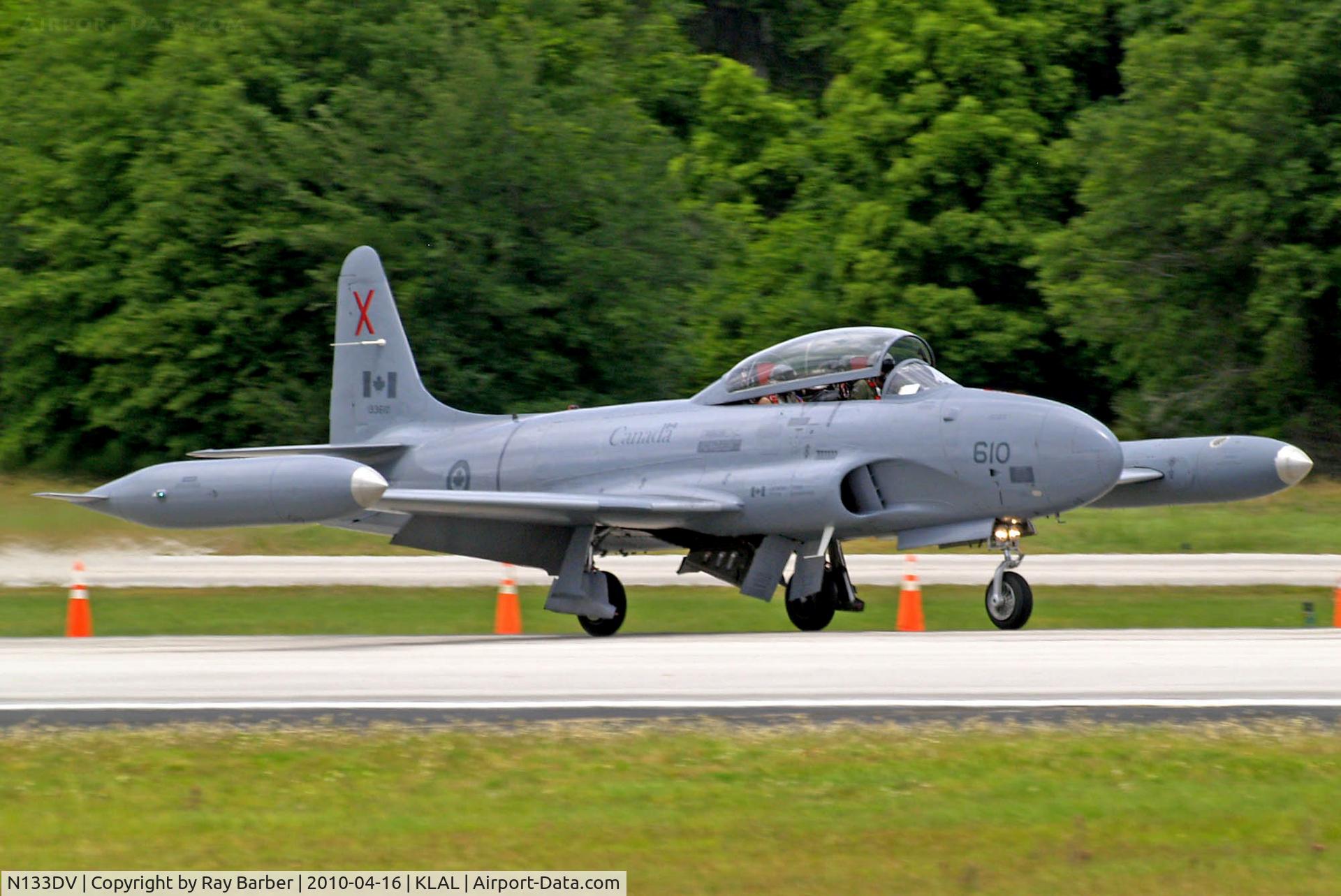 N133DV, 1959 Canadair CT-133 Silver Star 3 C/N T33-610, Lockheed CT-133AUP Silver Star Mk.3 [T33-610] Lakeland-Linder~N 16/04/2010. Ex Royal Canadian Air Force scheme.