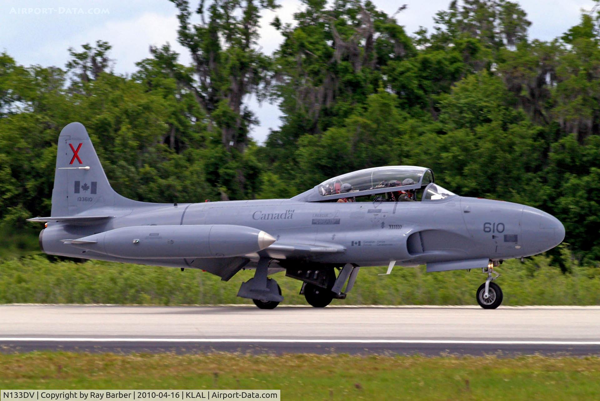 N133DV, 1959 Canadair CT-133 Silver Star 3 C/N T33-610, Lockheed CT-133AUP Silver Star Mk.3 [T33-610] Lakeland-Linder~N 16/04/2010. Ex Royal Canadian Air Force scheme.