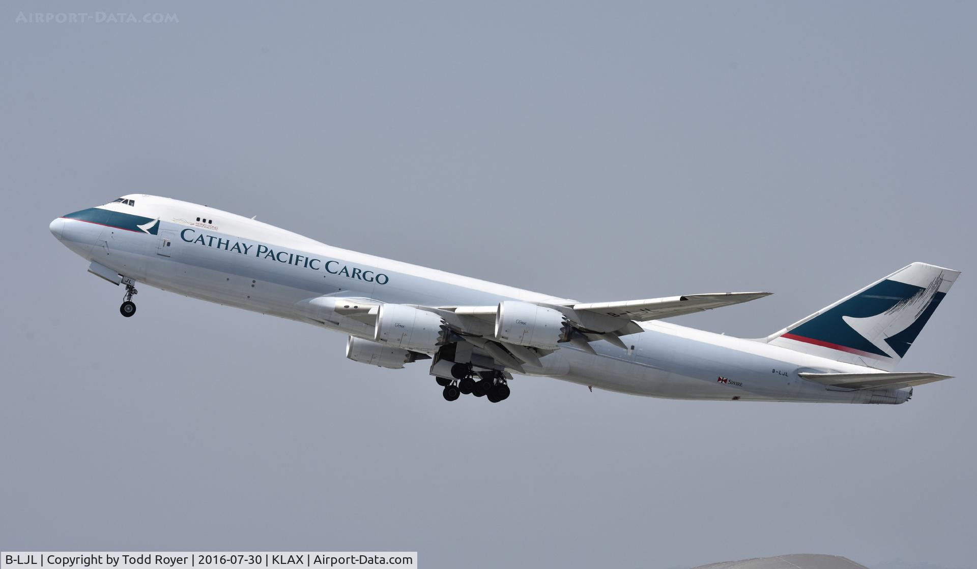 B-LJL, 2013 Boeing 747-867F/SCD C/N 43536, Departing LAX