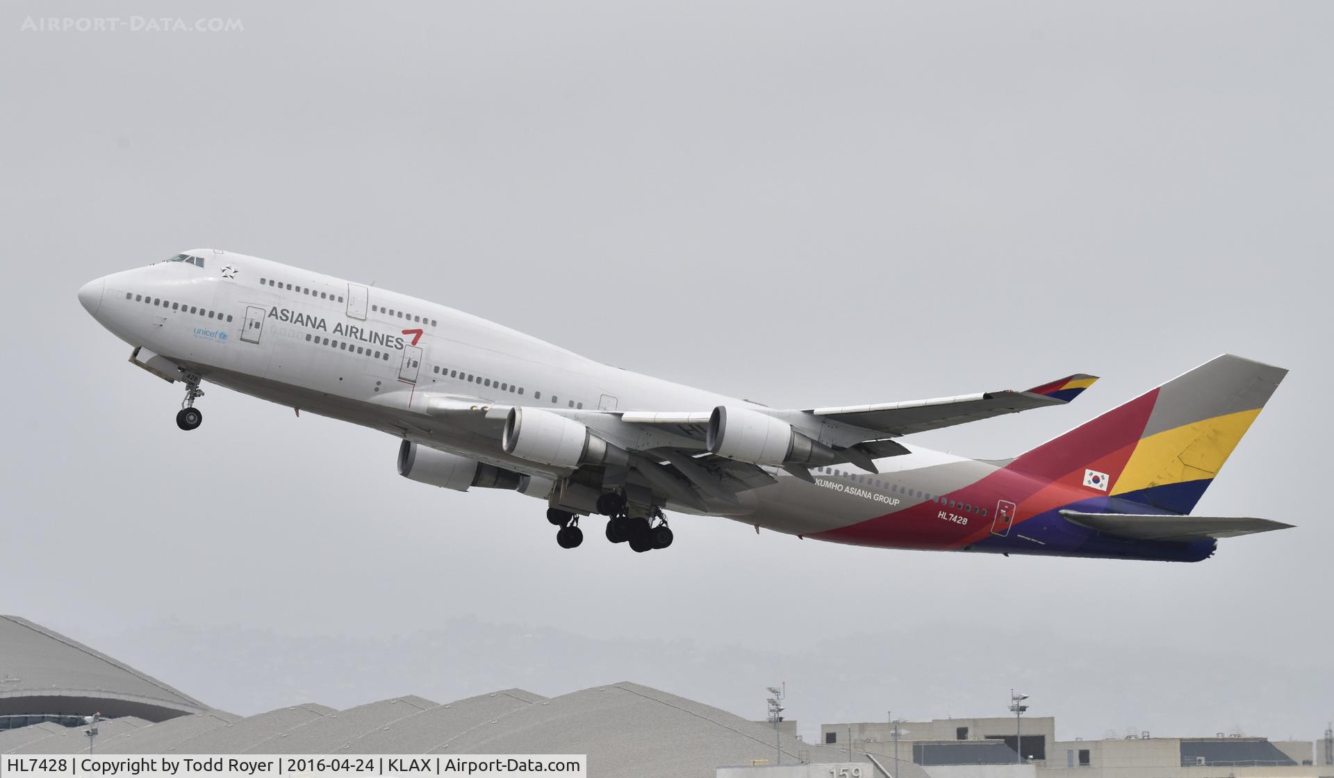 HL7428, 1998 Boeing 747-48E C/N 28552, Departing LAX