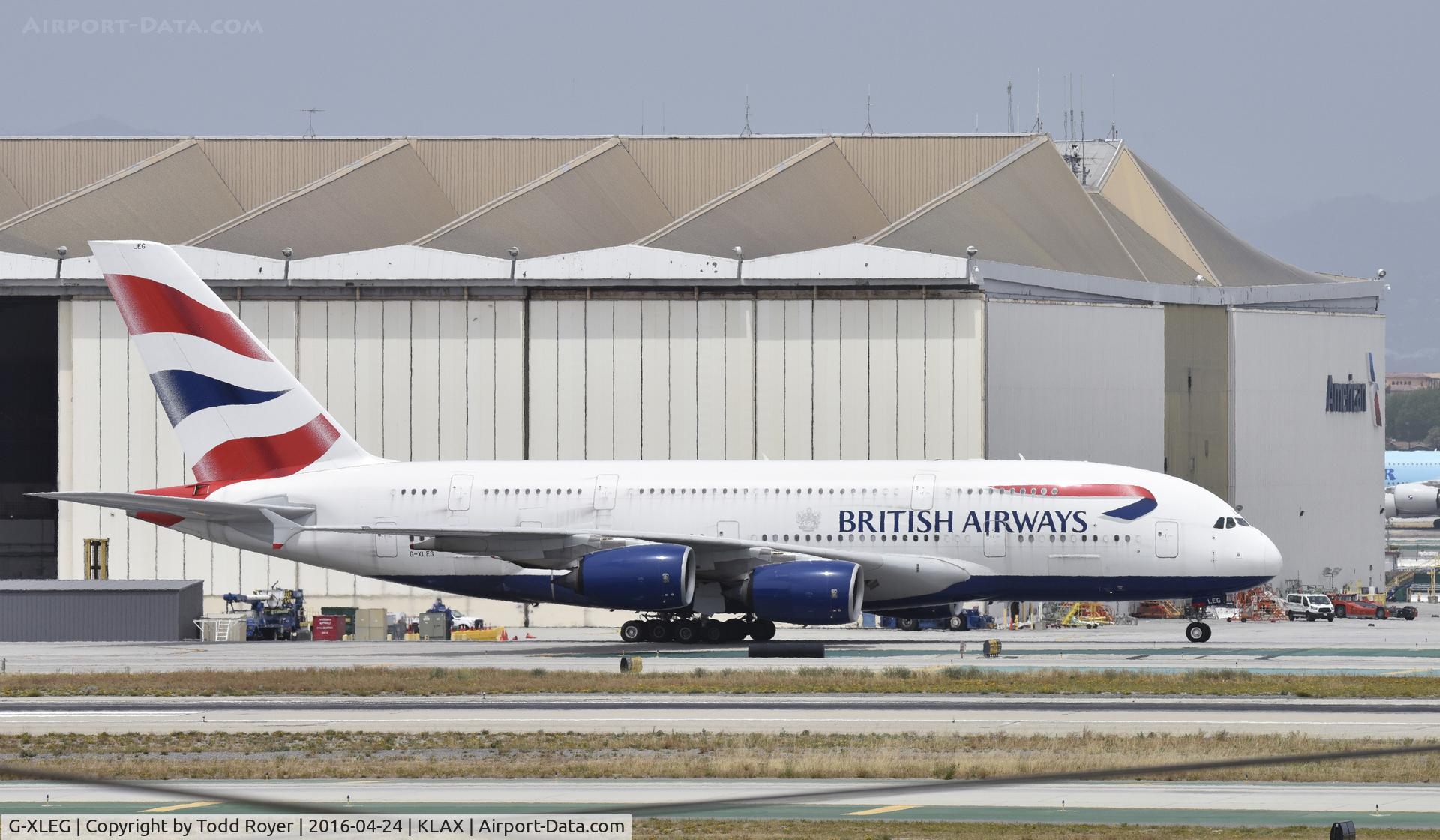 G-XLEG, 2014 Airbus A380-841 C/N 161, Taxiing to gate at LAX