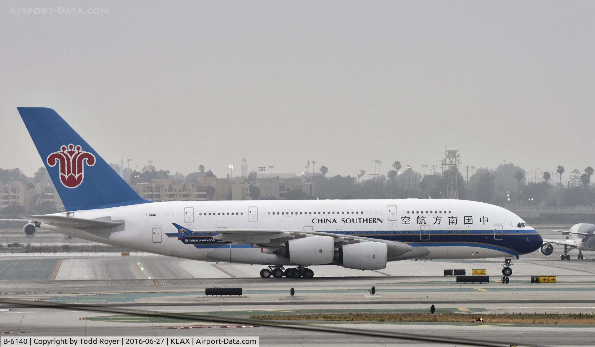 B-6140, 2012 Airbus A380-841 C/N 120, Taxiing to gate at LAX