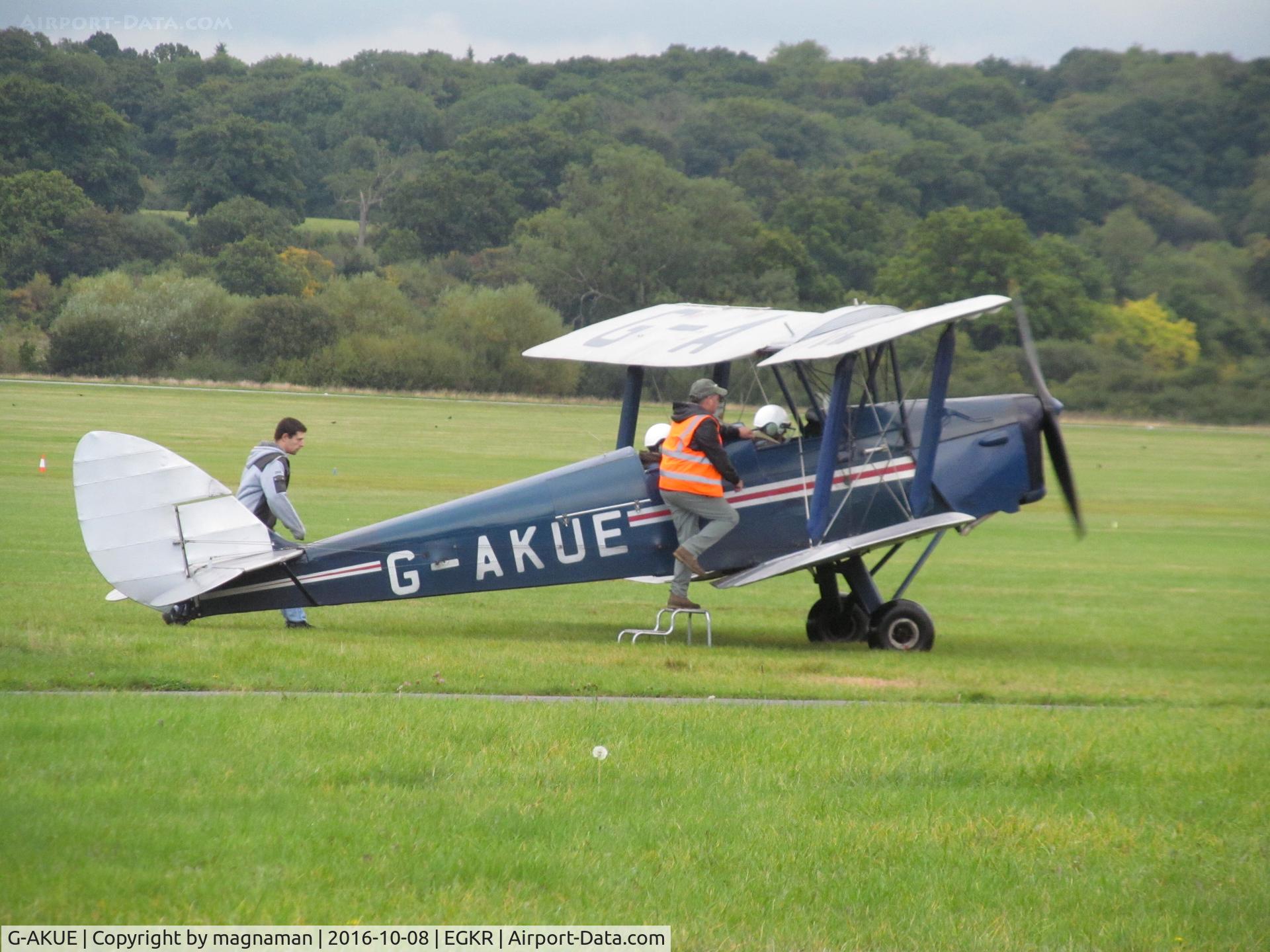 G-AKUE, 1939 OGMA DH-82A Tiger Moth C/N P68, just finished a local flight