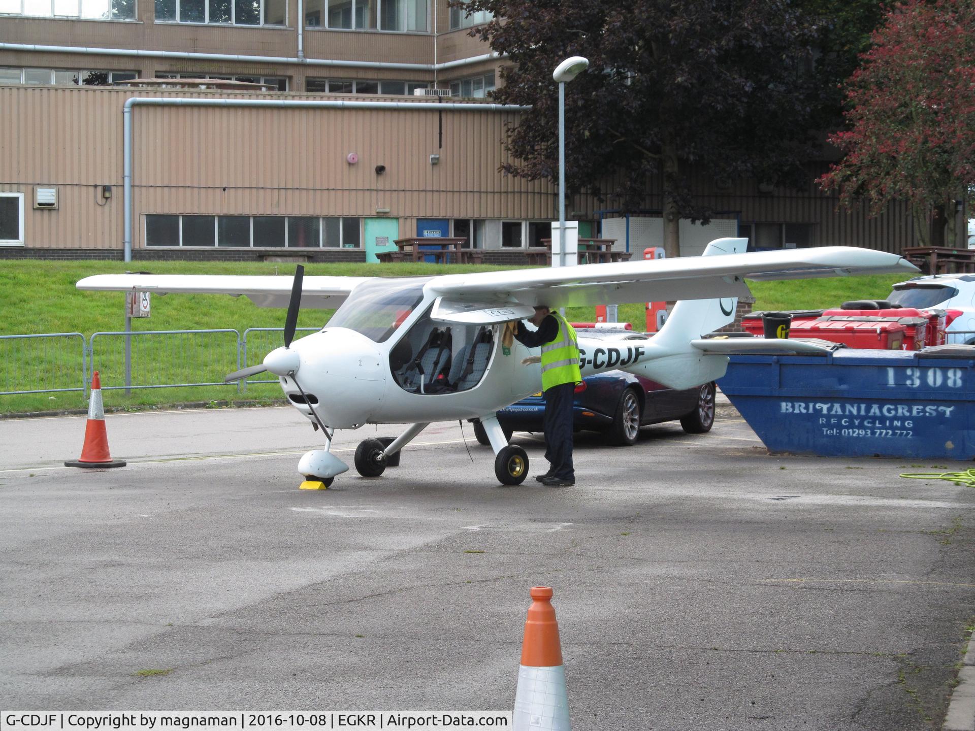 G-CDJF, 2005 Flight Design CT2K C/N 8104, on hangar apron at redhill - by cafe