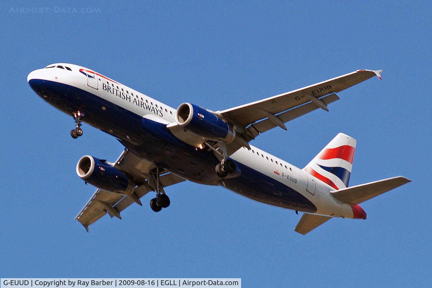 G-EUUD, 2002 Airbus A320-232 C/N 1760, Airbus A320-232 [1760] (British Airways) Home~G 16/08/2009. On approach 27R.