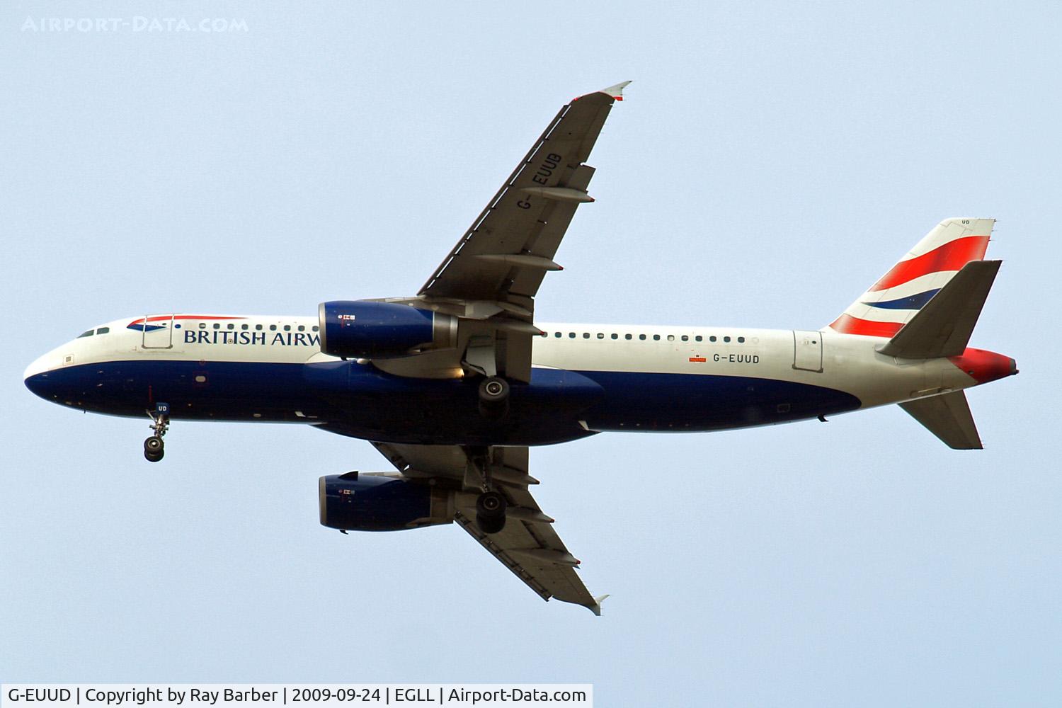 G-EUUD, 2002 Airbus A320-232 C/N 1760, Airbus A320-232 [1760] (British Airways) Home~G 24/09/2009. On approach 27R.