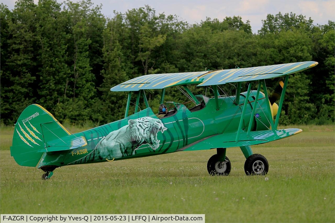F-AZGR, Boeing N2S-3 Kaydet (B75N1) C/N 75-2650, Boeing N2S-3 Kaydet (B75N1), Taxiing to parking area, La Ferté-Alais airfield (LFFQ) Air show 2015