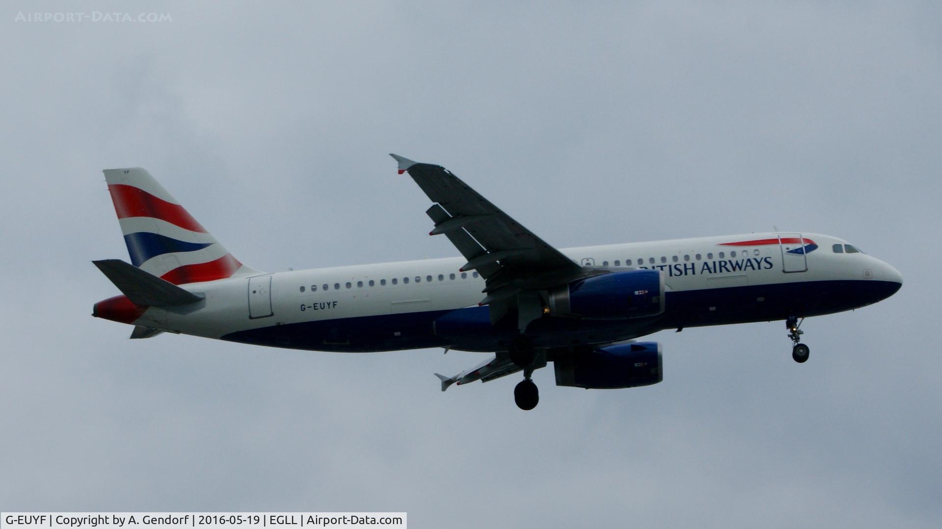 G-EUYF, 2010 Airbus A320-232 C/N 4185, British Airways, seen here on short finals at London Heathrow(EGLL)