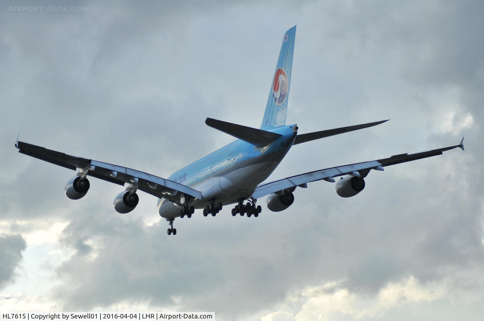 HL7615, 2011 Airbus A380-861 C/N 075, Landing at LHR