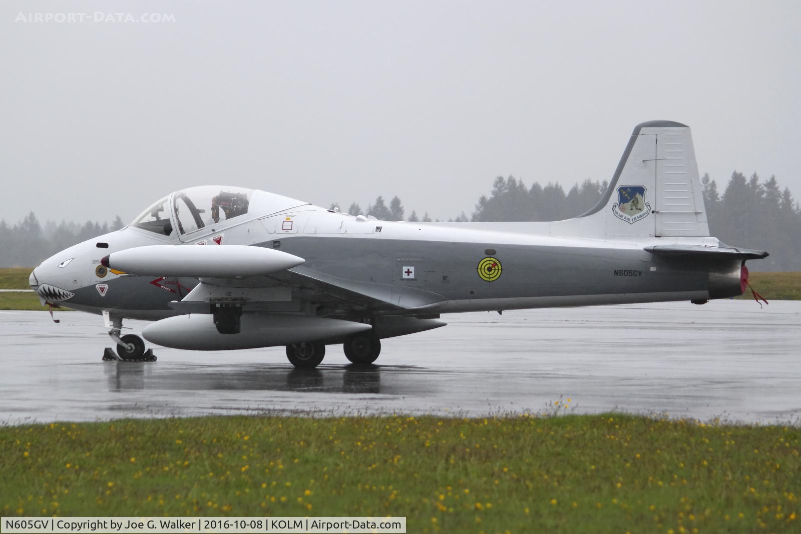 N605GV, 1972 BAC 167 Strikemaster Mk.80 C/N EEP/JP/3681, Rare sighting of a Strikemaster in the US. Seen at the Olympia Regional Airport on a very soggy Saturday.