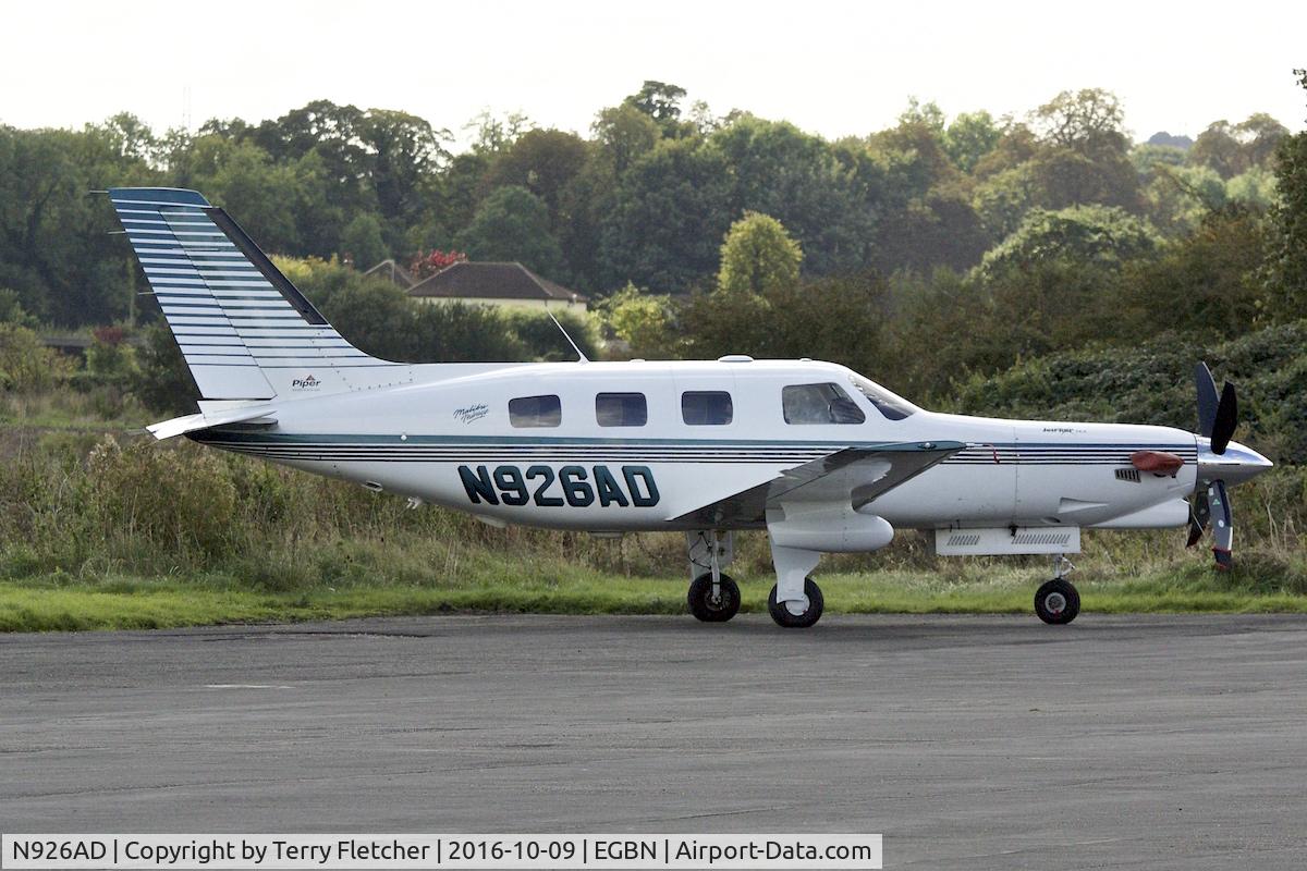 N926AD, 1998 Piper PA-46-350P Malibu Mirage C/N 4636152, At Nottingham Tollerton Airport