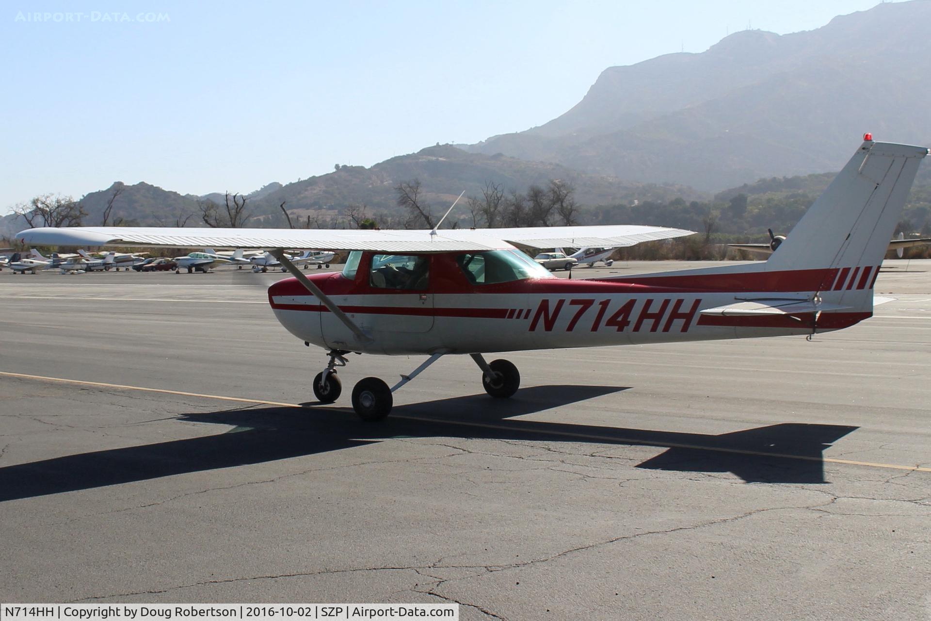 N714HH, 1977 Cessna 150M C/N 15079185, 1977 Cessna 150M, Continental O-200 100 Hp, taxi off the active