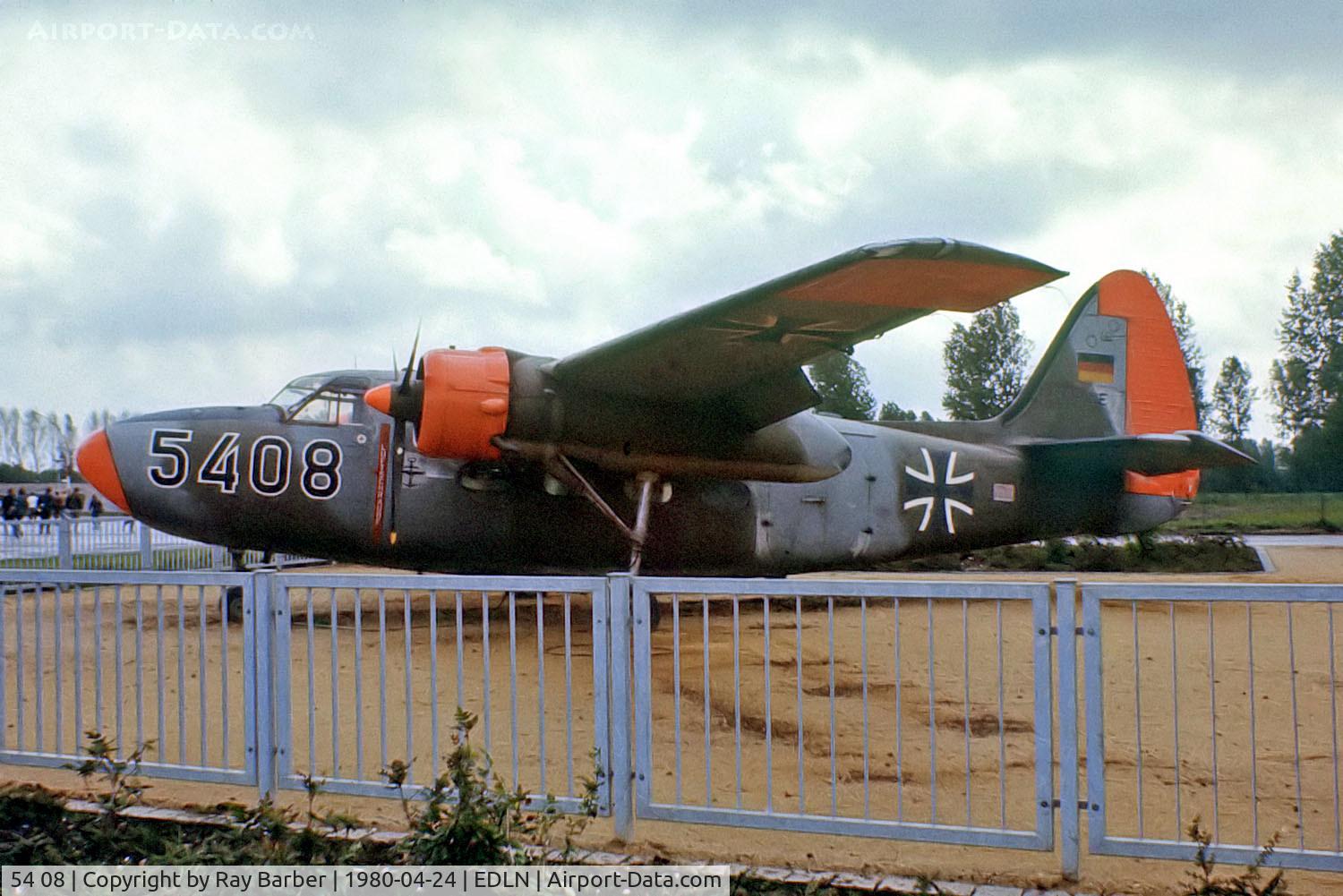 54 08, Hunting Percival P-66 Pembroke C54 C/N PAC/P66/105, Percival P.66 Pembroke C.54 [P66/105] (Ex German Navy) Monchengladbach~D 24/04/1980. From a slide.