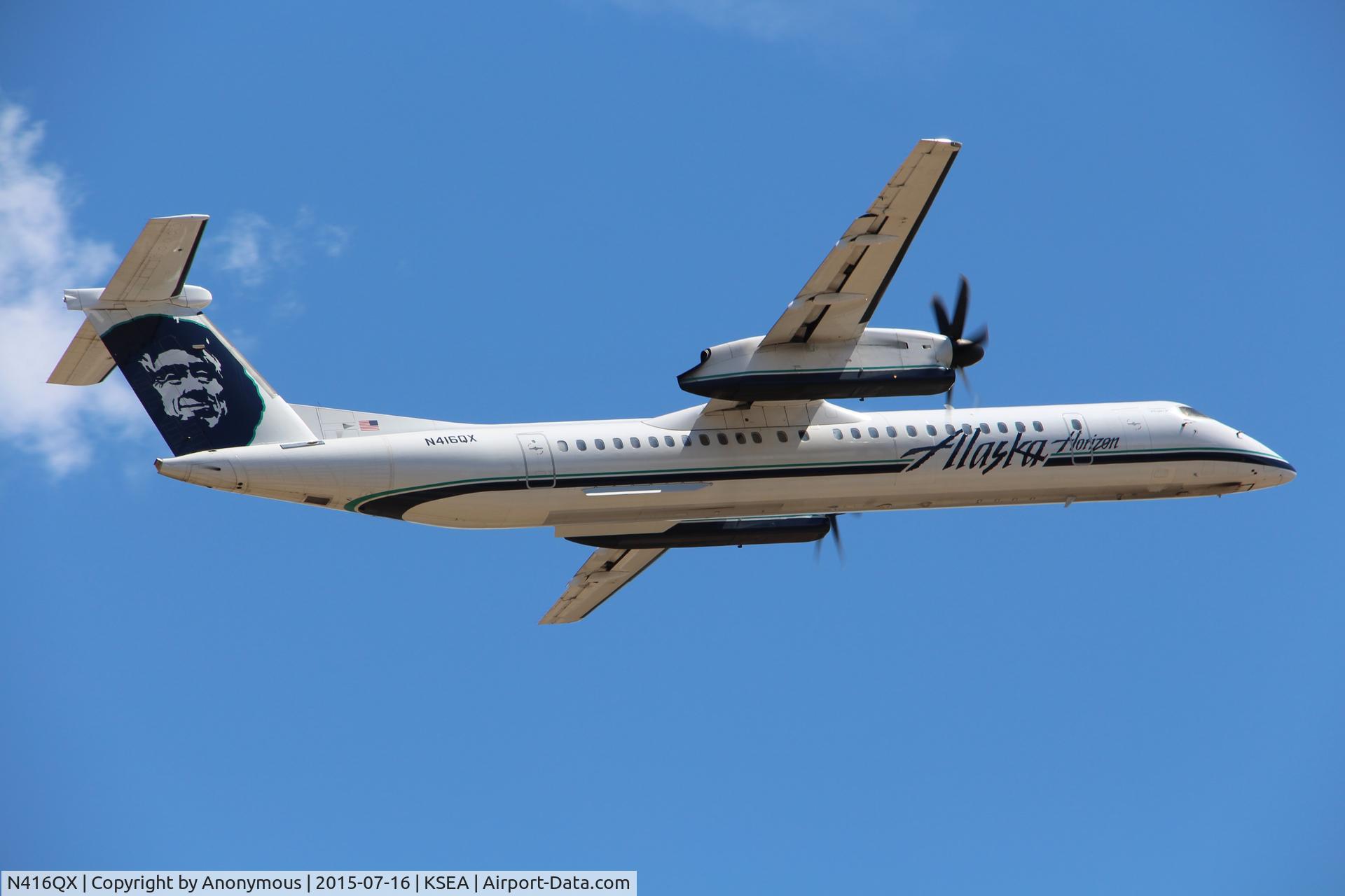 N416QX, 2001 Bombardier DHC-8-402 Dash 8 C/N 4083, Immediately after departure from KSEA, on runway 16 (probably center).