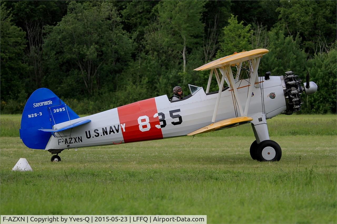 F-AZXN, 1942 Boeing A75N1 (PT-17) C/N 75-3885, Boeing A75N1(PT17), Taxiing to parking area, La Ferté-Alais airfield (LFFQ) Air show 2015