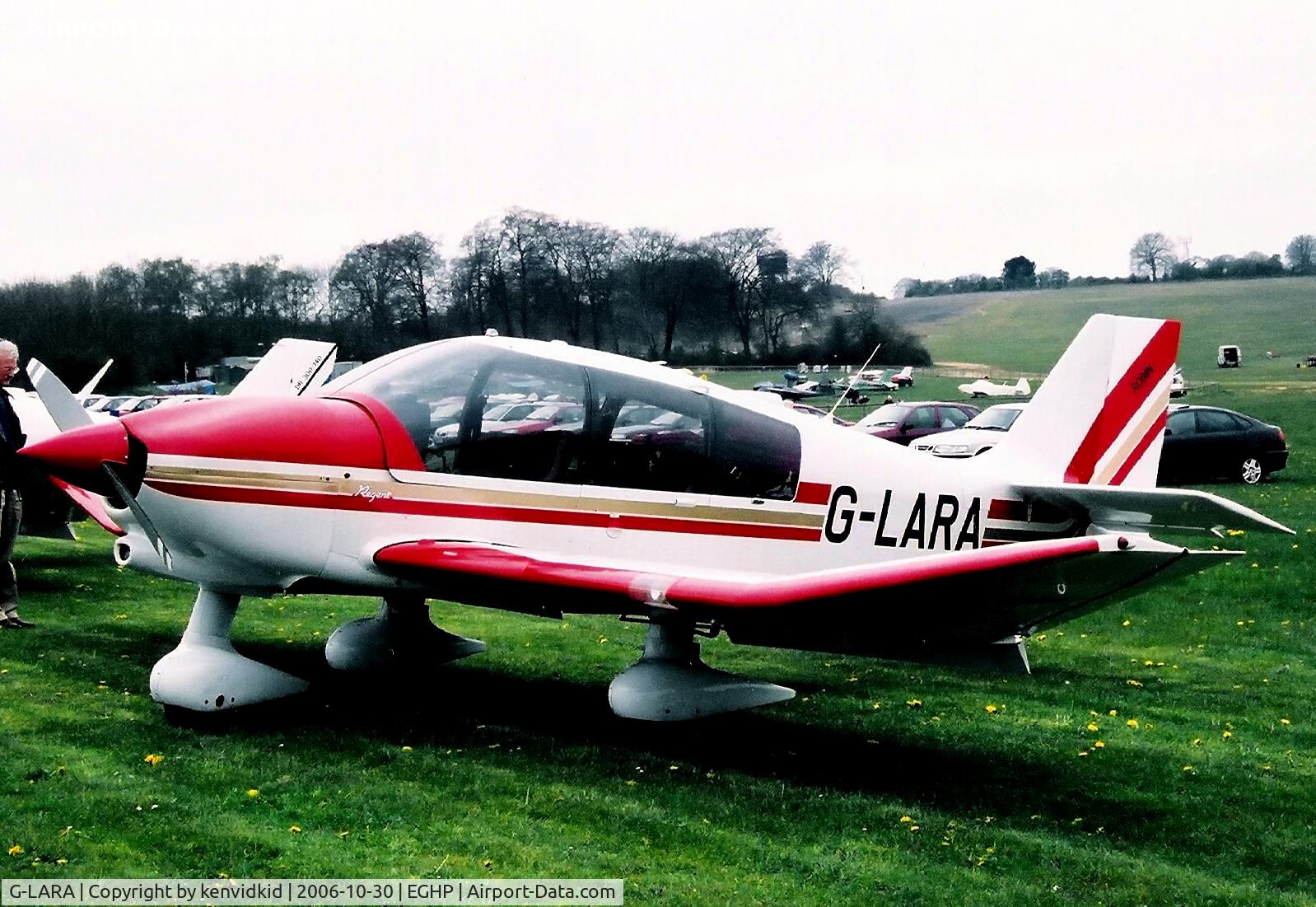 G-LARA, 1991 Robin DR-400-180 Regent Regent C/N 2050, At a Popham fly-in circa 2006.